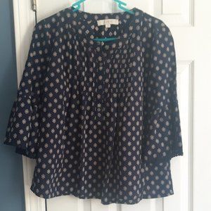 Patterned peasant top